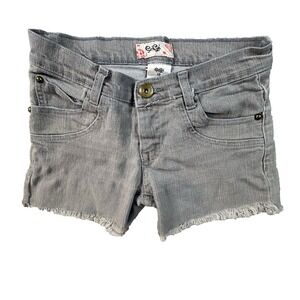 GeGe Girls 12 (27x3) Gray Distressed Frayed Cutoff Stretch Denim Shorts Y2K